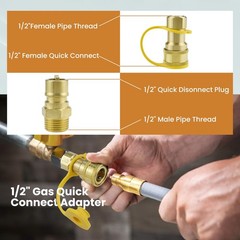 ZDRU 1/2 Inch Natural Gas Quick Connect Fittings with Male 0.84 inches, Gold