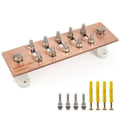 Pure Copper Ground Bar Kit- Adjustable Wall Mounted Copper Bus Bar with UL Mater