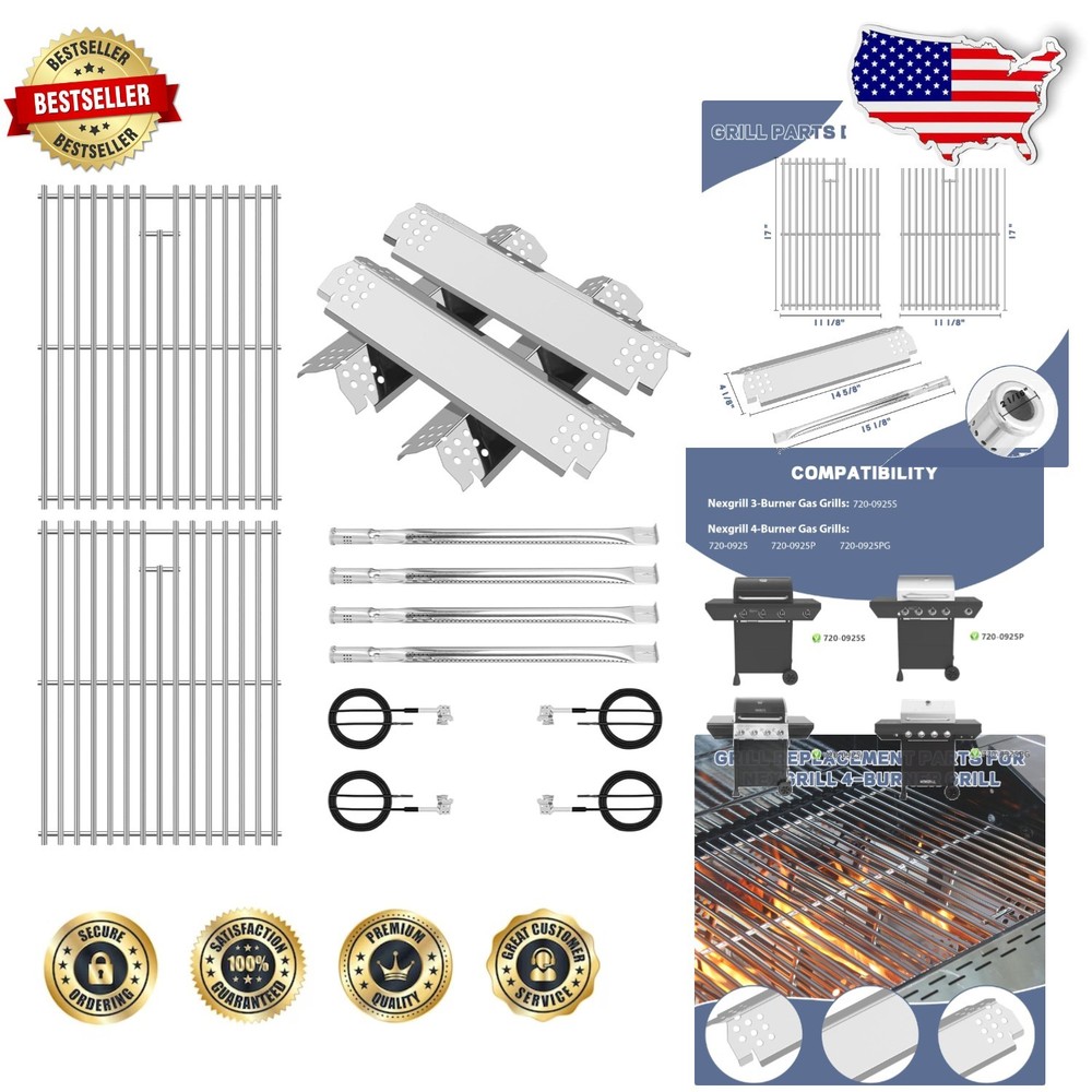 Durable Nexgrill 720-0925 4 Burner Replacement Parts Grates Burners Kit