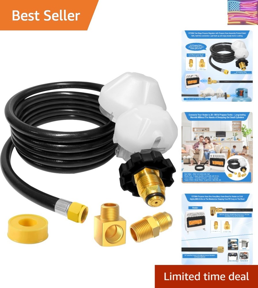 12 Foot Propane Hose 2-Stage Regulator POL Fitting