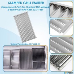 17″ Grill Emitter 2-Pack Stamped Stainless Steel for Charbroil TRU Infrared