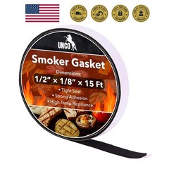Grill Gasket, 1/2″x1/8″, 15 ft, Smoker Gasket Sealer | High Temp, Easy to Cut…