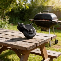 Lockable Caster Wheel for Outdoor BBQ Grill with 360 Degree Swivel Feature