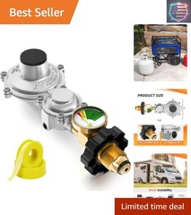 Two Stage with Gauge, RV Gas Regulator with POL Inlet X 3/8″ Female NPT Outle…