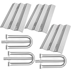 Grill Replacement Parts, 3 Pack Heat Plate Shield with 3 Pack Burner Gas