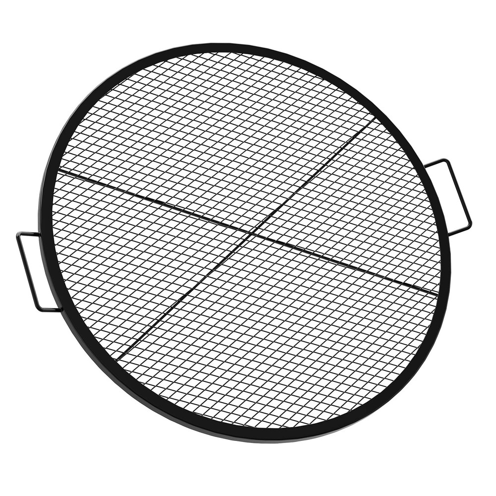 Round Fire Pit Grill Grate, Heavy-Duty Steel Cooking Grate with X-Marks Desig…