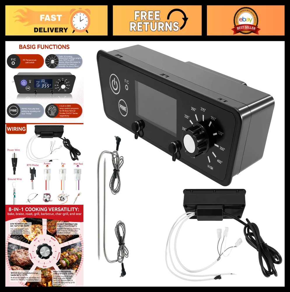LCD Display Trapezoid Grill Controller Panel Replacement for Vertical Pellet Smo