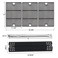 Stainless Steel Grill Parts Kit for 6 Burner Gas Grill – Burners, Heat Plates &