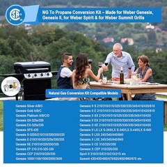 Natural Gas to Propane Conversion Kit for Genesis, Spirit, Summit Grills – 5FT H