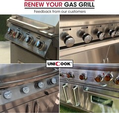 5 Pack Grill Control Knobs Replacement, Chrome Plated Plastic with Nonslip Gr…