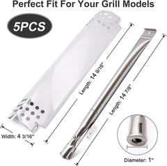 Grill Replacement Parts for Nexgrill 5 Burner BBQ Tubes Heat Shield Plates Kit