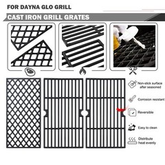 Cast Iron Sear Grill Cooking Grates for Dyna Glo DGH474CRP DGF493BNP Parts