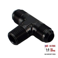 -10 AN Male Flare to 1/2″ NPT on 2 x 10AN to 1/2 NPT Flare Branch Tee black