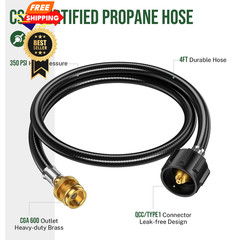 4ft Propane Hose Adapter 1lb to 20lb，Propane 4 Feet Updated, Black