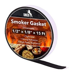 Smoker Gasket – 15 Ft, 1/2″X1/8″, High Temp 1/2″x1/8″ 15 Ft, 1 Pack Black