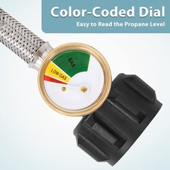 6FT Braided Propane Hose Adapter with Gauge 1lb to 5-20lb Tank US