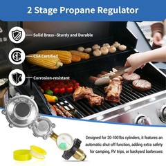 Feirenql 2 Stage Propane Regulator with Gauge and POL, 3/8″ Female NPT for 20 to