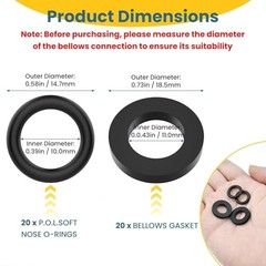 20Pcs Soft Rubber O-Rings and 20Pcs Hose Seal Gaskets, Soft Rubber Black