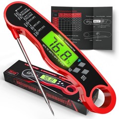 AWLKIM Meat Thermometer Digital – Instant Read 6.5 inches, Red