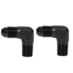 4AN Male Flare to 1/8 NPT Pipe Male 90 4AN to 1/8 NPT Black, 90 Degree – 2PCS