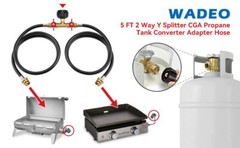 5FT 2 Ways Y Splitter CGA Propane Converter Adapter Hose for QCC1 5-40lbs Tank