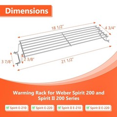 67026 Warming Rack for Weber Spirit 200 & Spirit II (2013-2017) STAINLESS STEEL