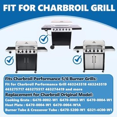 Grill Parts Kit for Charbroil 5-6 Burner, Heavy Duty Cast Iron Grates, Stainl…
