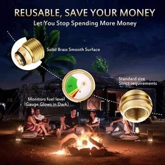 Propane Gas Tank Brass Adapter Gauge Grill BBQ w/Indicator Pressure Gage US