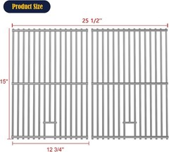 2 Pack Stainless Steel Grill Grates, 15” x 25.5” for Various Gas Grill Models