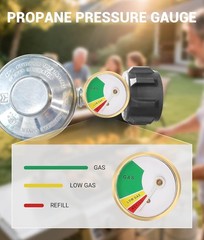 6 Ft Propane Regulator Stainless Steel Braided Hose with Propane Tank Gauge a…