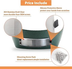 Draft Door Screen Kit for Large and Medium Big Grill Green Egg,Draft Door wit…