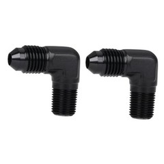 4AN Male Flare to 1/8 NPT Pipe Male 90 4AN to 1/8 NPT Black, 90 Degree – 2PCS