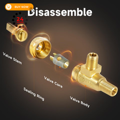 LEYURISE Gas Burner Valve 1/8″ Mpt X 3/8-27 Horizontal 3.26 inches, Yellow