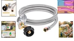 6 Ft Propane Regulator Stainless Steel Braided Hose with Propane Tank Gauge a…
