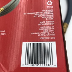 Universal 10 ft. Natural Gas Hose ——336—— New In Open Box