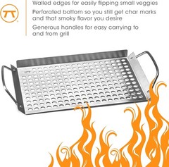76631 Stainless Steel Grill Topper Grid 11″x7″ BBQ Pan With Handles