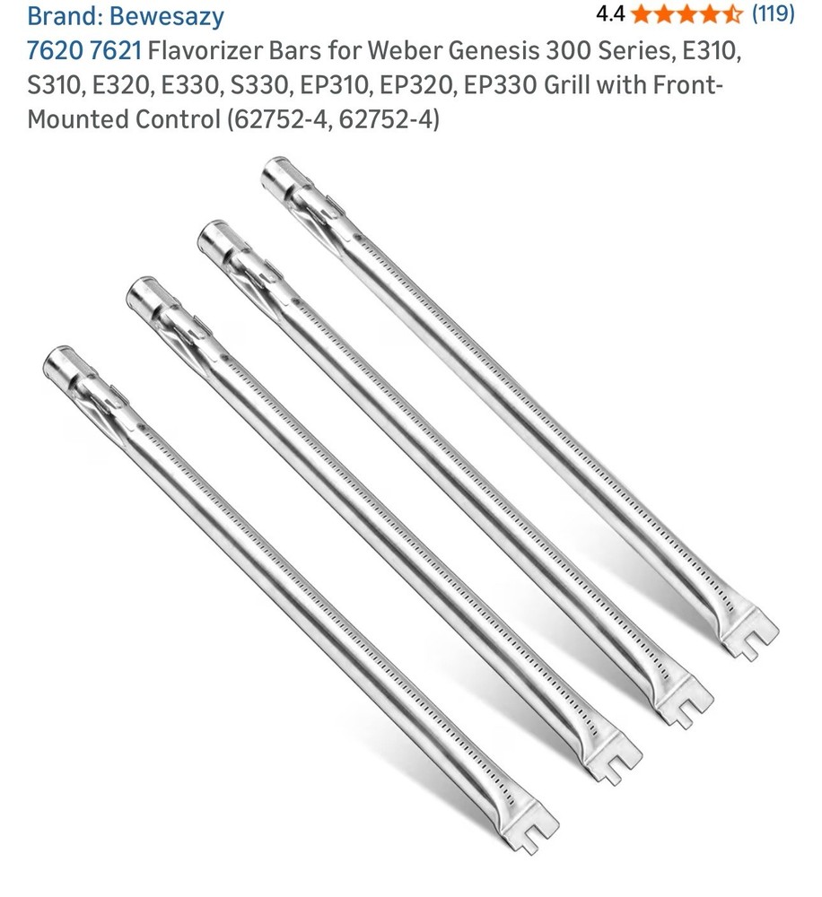 Flavorizer Bars (62752-4)for Weber Genesis 300 Series, E310, S310, E320, E33…