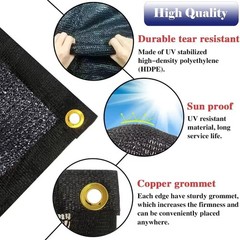 10×30 Ft Shade Cloth for Garden, 90 Black Sun Fabric with Grommets Plants Heat