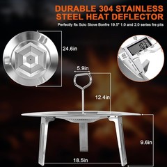 Heat Deflector for Solo Stove Bonfire 19.5″, 304 Stainless Steel Diffuser wit…