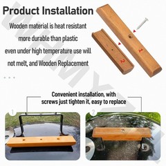 Wooden Replacement Handle with Mounting Screws for Weber 22.5″ and 18.5″ Charcoa