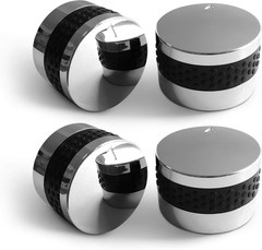 Grill Control Knob 4 Pack, Gas Burner Replacement, Chrome Plated Plastic with No