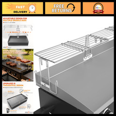 Adjustable Griddle Warming Rack – Universal Cooling Warmer for 17″-36″ Gas Grill