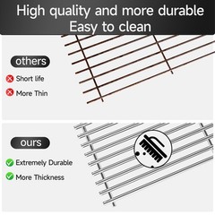 3pcs Stainless Steel Grill Cooking Grates, 17″x23.1″ Replacement Parts for Charb