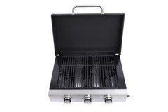 3-Burner Teppanyaki Grill Combo, Cast Iron & Enamel, 28650 BTU, Black