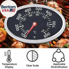 Black Grill Lid Thermometer Heat Indicator Replacement for Grill Master Nexgrill