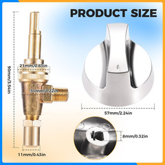 Gas Control Valve 047 Orifice Brass for Propane Natural Chromed Steel Knob