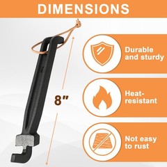 Cast Iron Grill Grate Lifter Tool 2 Pack 8 Inch Black Easy Safe BBQ Grate Remove