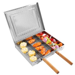 Spacious 25 5 x 30 5 cm Stainless Steel Grilling Plate for Outdoor Use