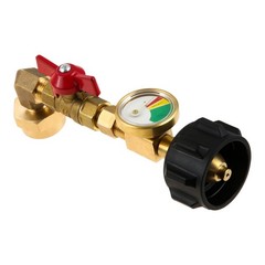 Safety QCC1 Propane Refill Elbow Adapter with Propane Tank Gauge Control Valve