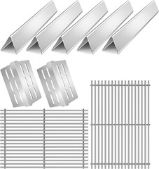 2Pack 9MM 7524 7528 Cooking Grates with 7622 Heat Deflectors 7620 Flavorizer Bar
